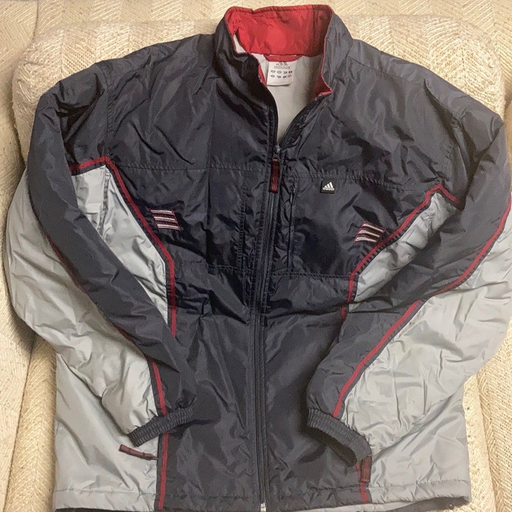 Adidas Men’s Medium Jacket. Black/Gray & Red.